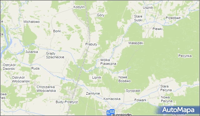 mapa Wólka Piaseczna gmina Długosiodło, Wólka Piaseczna gmina Długosiodło na mapie Targeo