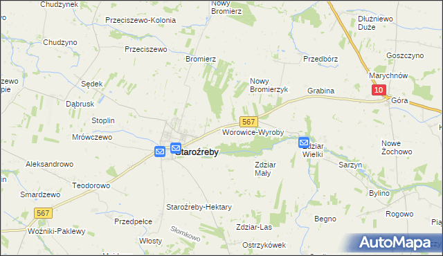 mapa Worowice-Wyroby, Worowice-Wyroby na mapie Targeo