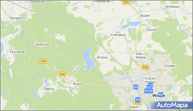 mapa Wrzosy gmina Wołów, Wrzosy gmina Wołów na mapie Targeo