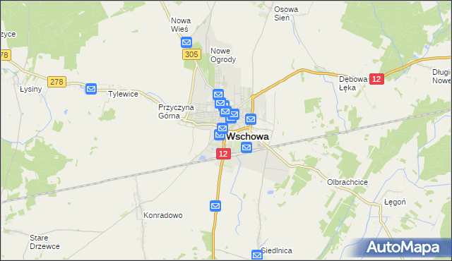 mapa Wschowa, Wschowa na mapie Targeo