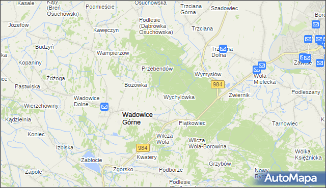 mapa Wychylówka, Wychylówka na mapie Targeo