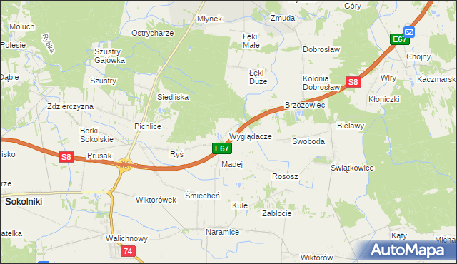 mapa Wyglądacze, Wyglądacze na mapie Targeo