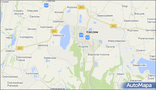 mapa Wygoda gmina Kazimierz Biskupi, Wygoda gmina Kazimierz Biskupi na mapie Targeo