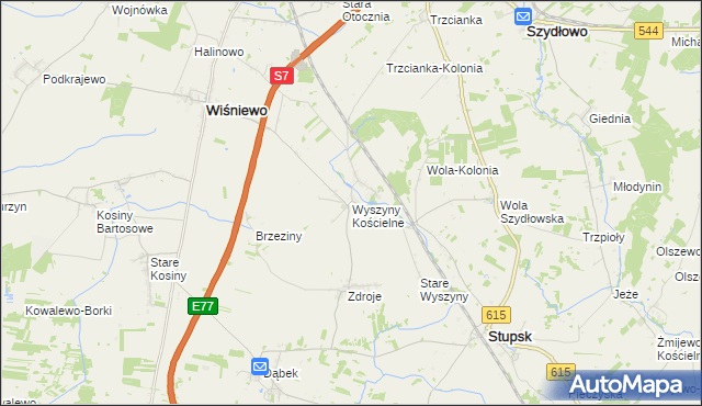 mapa Wyszyny Kościelne, Wyszyny Kościelne na mapie Targeo