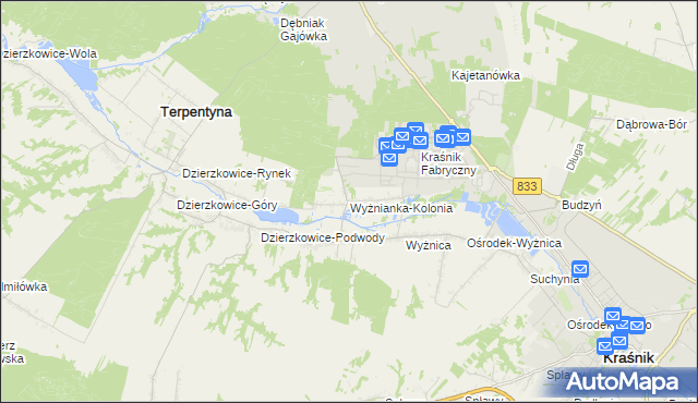 mapa Wyżnianka-Kolonia, Wyżnianka-Kolonia na mapie Targeo