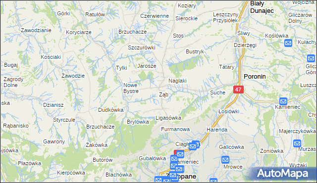 mapa Ząb, Ząb na mapie Targeo