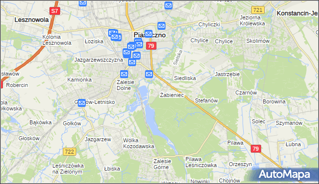mapa Żabieniec gmina Piaseczno, Żabieniec gmina Piaseczno na mapie Targeo