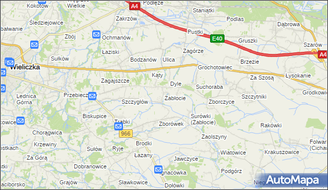mapa Zabłocie gmina Biskupice, Zabłocie gmina Biskupice na mapie Targeo