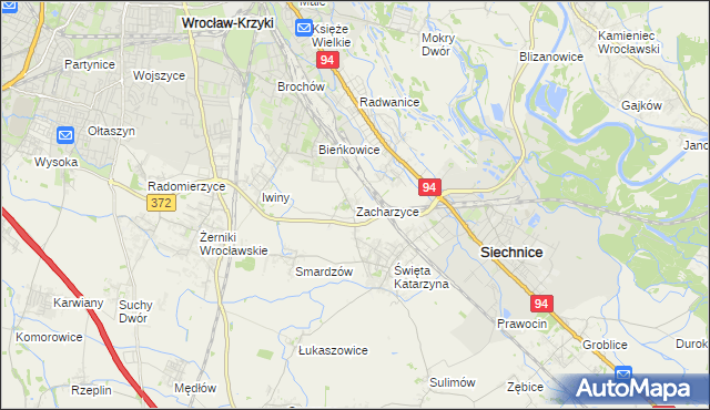 mapa Zacharzyce, Zacharzyce na mapie Targeo