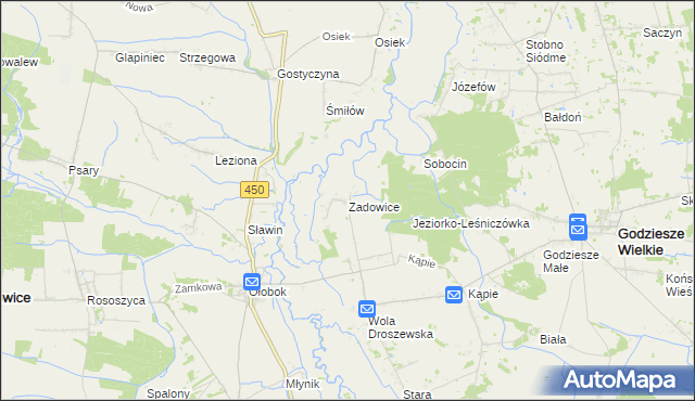 mapa Zadowice, Zadowice na mapie Targeo