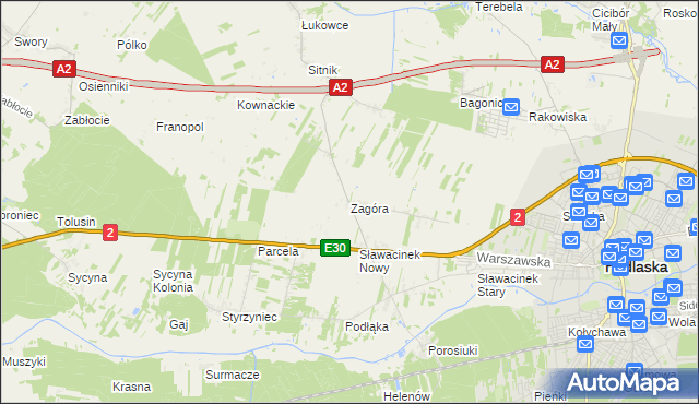 mapa Zagóra gmina Biała Podlaska, Zagóra gmina Biała Podlaska na mapie Targeo