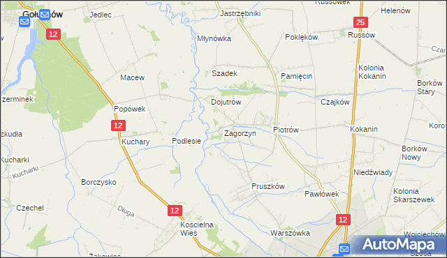 mapa Zagorzyn gmina Blizanów, Zagorzyn gmina Blizanów na mapie Targeo