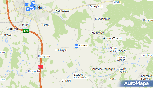 mapa Zagrzewo, Zagrzewo na mapie Targeo