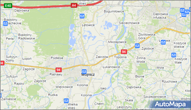 mapa Zakrzów gmina Wojnicz, Zakrzów gmina Wojnicz na mapie Targeo