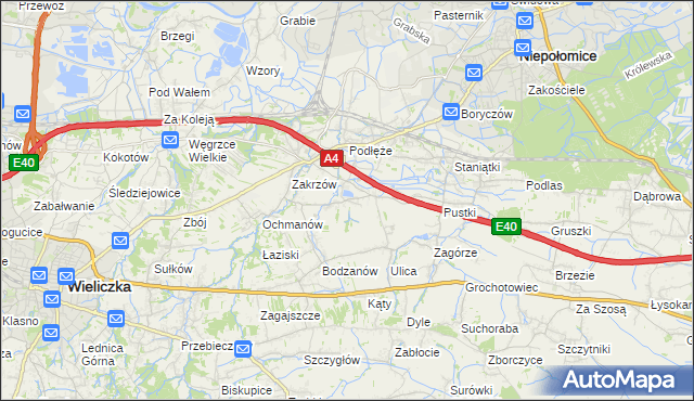 mapa Zakrzowiec, Zakrzowiec na mapie Targeo