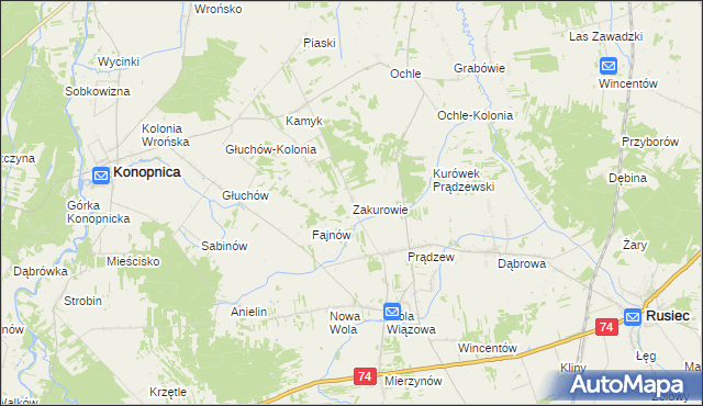 mapa Zakurowie, Zakurowie na mapie Targeo