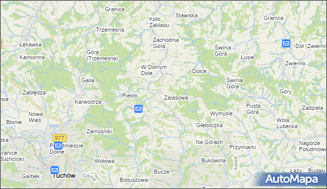 mapa Zalasowa, Zalasowa na mapie Targeo