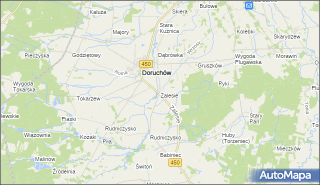 mapa Zalesie gmina Doruchów, Zalesie gmina Doruchów na mapie Targeo