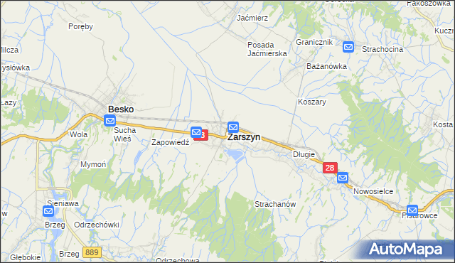 mapa Zarszyn, Zarszyn na mapie Targeo