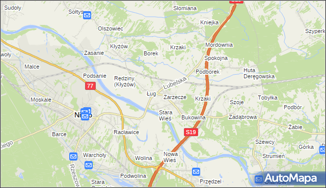 mapa Zarzecze gmina Nisko, Zarzecze gmina Nisko na mapie Targeo