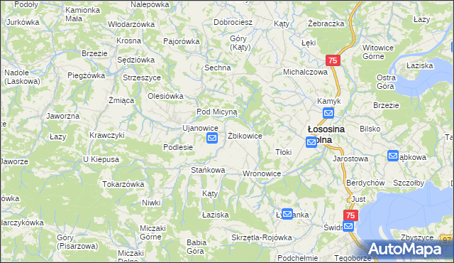 mapa Żbikowice, Żbikowice na mapie Targeo