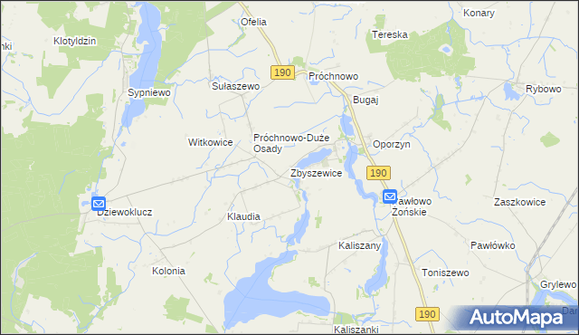 mapa Zbyszewice, Zbyszewice na mapie Targeo