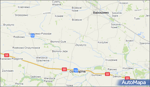 mapa Zbyszyno, Zbyszyno na mapie Targeo