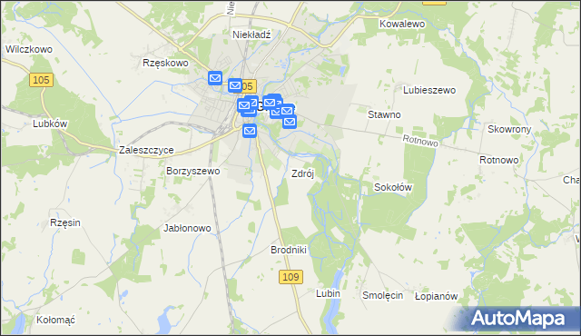 mapa Zdrój gmina Gryfice, Zdrój gmina Gryfice na mapie Targeo