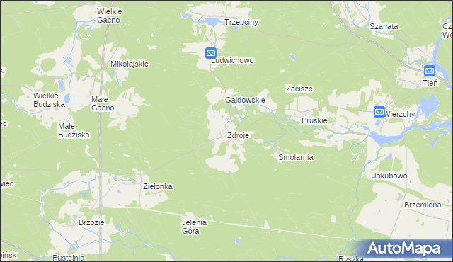 mapa Zdroje gmina Cekcyn, Zdroje gmina Cekcyn na mapie Targeo
