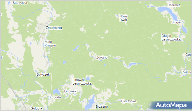 mapa Zdrójno gmina Osieczna, Zdrójno gmina Osieczna na mapie Targeo