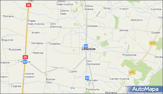 mapa Żelazków powiat kaliski, Żelazków powiat kaliski na mapie Targeo