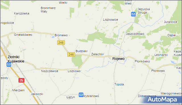 mapa Żelechlin gmina Rojewo, Żelechlin gmina Rojewo na mapie Targeo