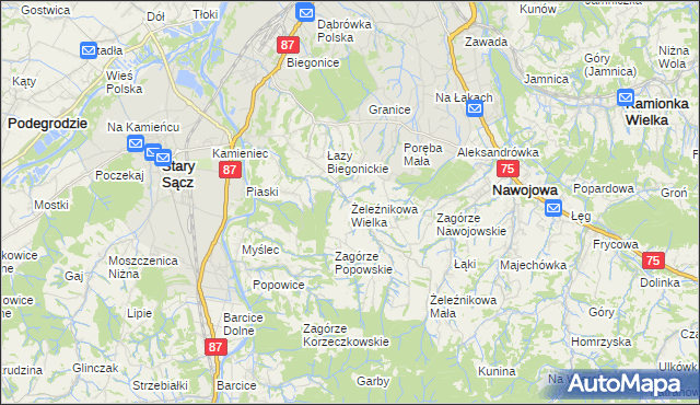 mapa Żeleźnikowa Wielka, Żeleźnikowa Wielka na mapie Targeo