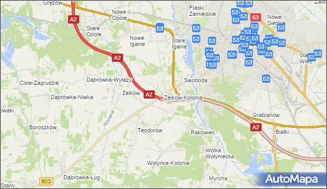 mapa Żelków-Kolonia, Żelków-Kolonia na mapie Targeo