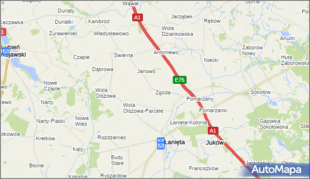 mapa Zgoda gmina Łanięta, Zgoda gmina Łanięta na mapie Targeo