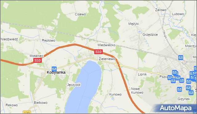 mapa Zieleniewo gmina Kobylanka, Zieleniewo gmina Kobylanka na mapie Targeo