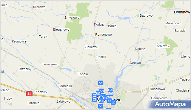 mapa Zielniki, Zielniki na mapie Targeo