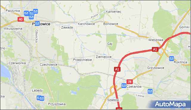 mapa Ziemięcice, Ziemięcice na mapie Targeo