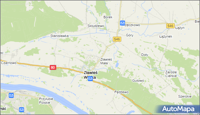 mapa Zławieś Mała, Zławieś Mała na mapie Targeo