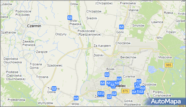 mapa Złotniki gmina Mielec, Złotniki gmina Mielec na mapie Targeo