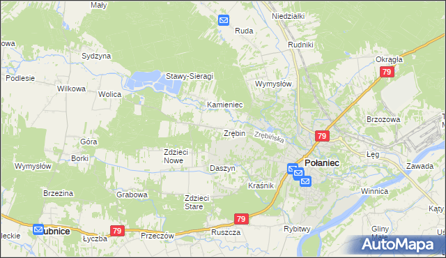 mapa Zrębin, Zrębin na mapie Targeo