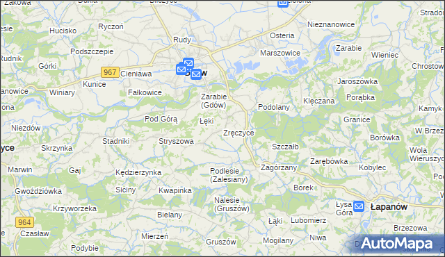 mapa Zręczyce, Zręczyce na mapie Targeo