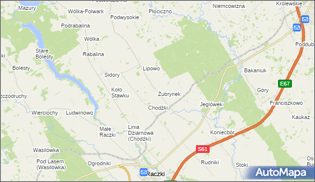 mapa Żubrynek, Żubrynek na mapie Targeo