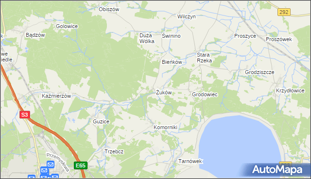 mapa Żuków gmina Polkowice, Żuków gmina Polkowice na mapie Targeo