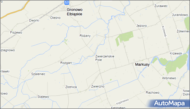 mapa Zwierzeńskie Pole, Zwierzeńskie Pole na mapie Targeo