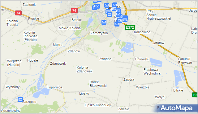 mapa Zwódne, Zwódne na mapie Targeo