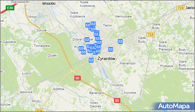 mapa Żyrardów, Żyrardów na mapie Targeo