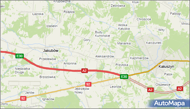 mapa Aleksandrów gmina Jakubów, Aleksandrów gmina Jakubów na mapie Targeo