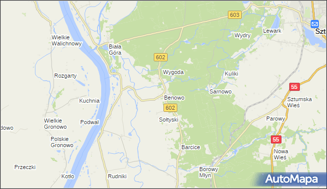 mapa Benowo, Benowo na mapie Targeo