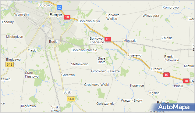 mapa Białe Błoto gmina Sierpc, Białe Błoto gmina Sierpc na mapie Targeo